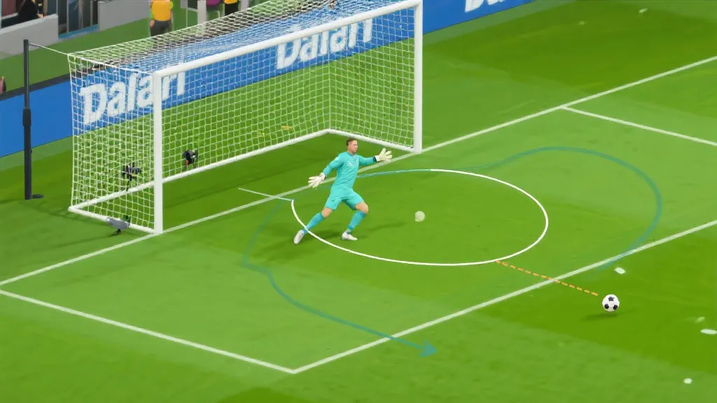 门将扑救战术示意：站位与预判动作